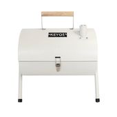 Przenośny Grill Węglowy Turystyczny 2w1 "beczka" biała GW0310 – Walizkowy z Podwójnym Rusztem