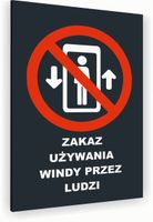 Tabliczka znak informacyjny 40x30 Antracyt ZAKAZ UŻYWANIA WINDY Nierdzewna