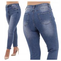 SPODNIE JEANSOWE DAMSKIE BAWEŁNIANE WYSOKI STAN JEANSY DUŻE ROZMIARY