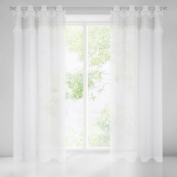 Firana gotowa na przelotkach DAPHNE 140x250 Eurofirany biała/srebrna zdjęcie 1