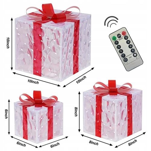 PODŚWIETLANE PUDEŁKA PREZENTOWE 3SZT 8 TRYBÓW ŚWIATŁA LED ŚWIĄTECZNE na Arena.pl