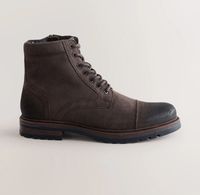 NEXT Ciemnobrązowy - Leather Toe Cap Zip-Up R44