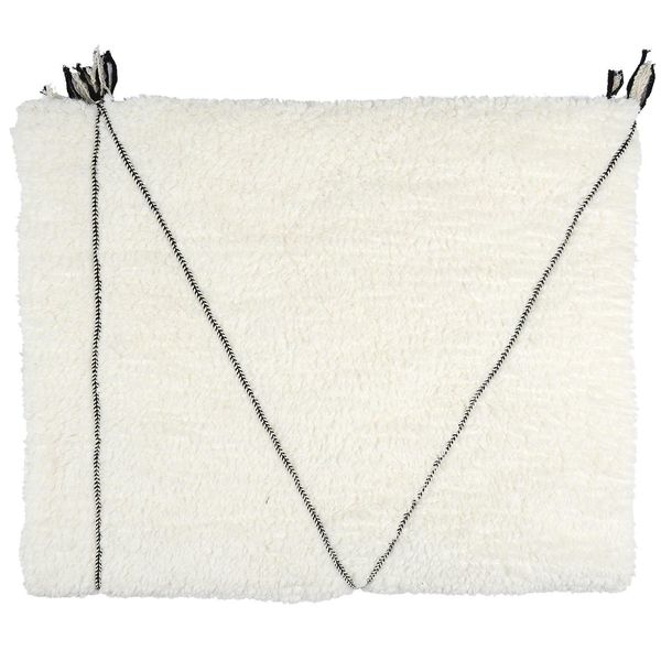 Koc Pled Sherpa biały z czarnym wzorem zdjęcie 3