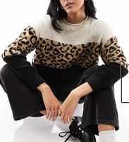 ONLY - Biało-czarny sweter z blokami kolorów w cętki R.M