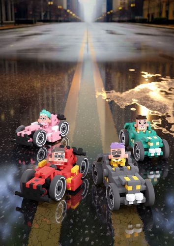 Marioinex Waffle Mini Samochody Old Timer, Jeremy, 50 el, Grey wyścigi 2w1 na Arena.pl