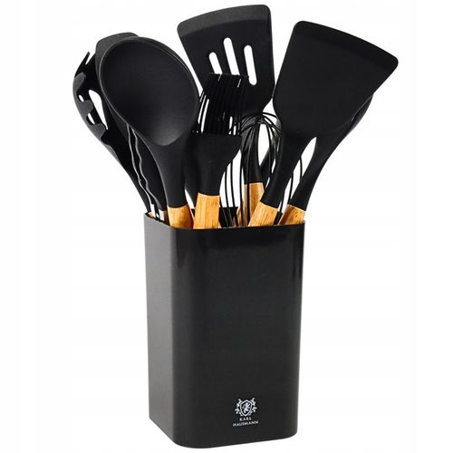 PRZYBORY KUCHENNE SILIKONOWE 12el czarne ZESTAW PRZYBORÓW KUCHENNYCH na Arena.pl