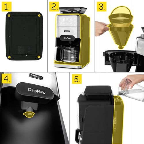 Ekspres przelewowy do kawy z Młynkiem żarnowym Yoer 1520W 1,5L na Arena.pl