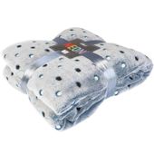 Koc narzuta z mikrofibry NEON 200x220 Darymex jasno niebieski w kropki