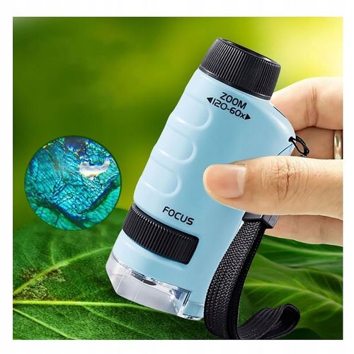 MIKROSKOP EDUKACYJNY KIESZONKOWY DLA DZIECI LABORATORIUM 120x 60x PRZENOŚNY na Arena.pl