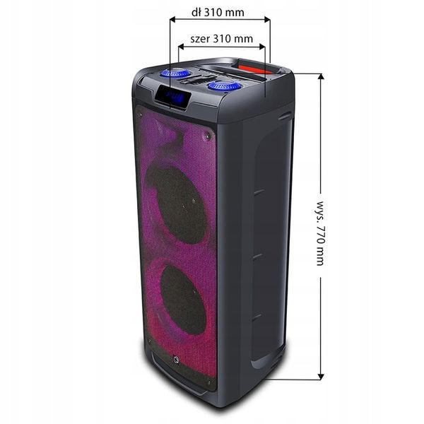 GŁOŚNIK BLUETOOTH PRZENOŚNY KARAOKE MANTA 100W USB zdjęcie 11