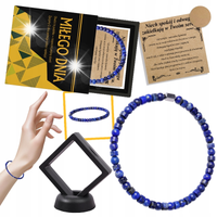 BRANSOLETKA KAMIEŃ NATURALNY LAPIS LAZULI LAZURYT+PUDEŁKO PREZENTOWE