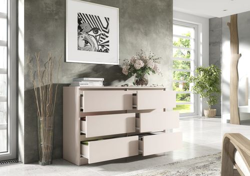 NOWOCZESNA KOMODA 6SZUFLAD 120CM KASZMIR POJEMNA SZAFKA DO SALONU SYPIALNI na Arena.pl