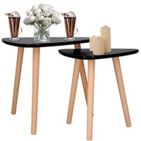 Stolik kawowy, trójkątny zestaw 2 szt. stoliki kawowe do salonu na nóżkach, styl skandynawski, czarne