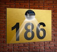 TABLICZKA ADRESOWA oświetlona lampka led numer domu ZŁOTA dibond nierdzewna