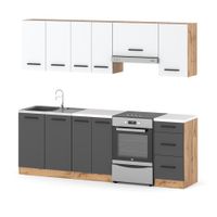 Kuchnia Nowoczesna Modułowa Z Blatem Mokka 2.4m Mała Wotan Biały Szary Mat