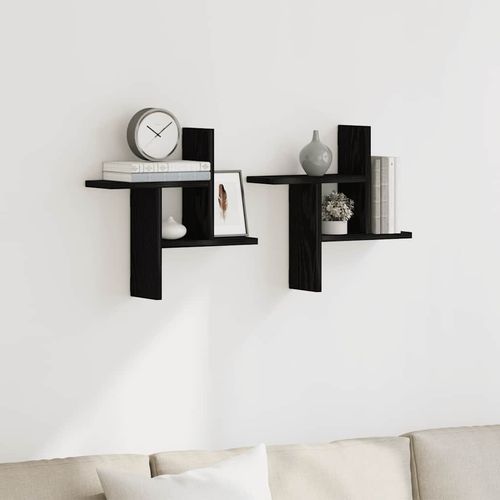 Półki ścienne, 2 szt., czarny dąb, 38x12x38 cm na Arena.pl