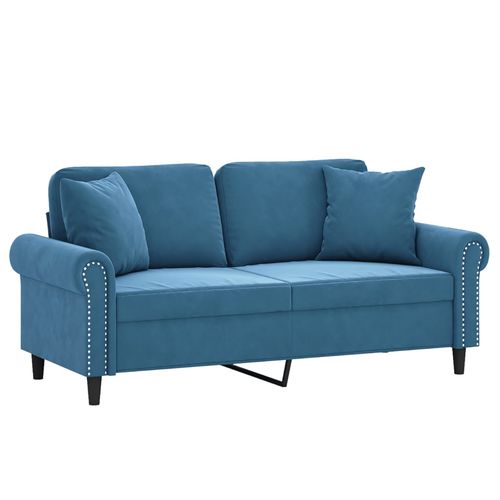 2-osobowa sofa z poduszkami, niebieska, 140 cm, aksamit na Arena.pl