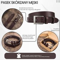 pasek męski skórzany premium z klasyczną klamrą elegancki  130 cm