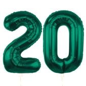 Balony foliowe liczba 20 butelkowy zielony, 85 cm