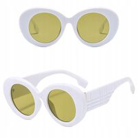 Damskie OKULARY PRZECIWSŁONECZNE Muchy UV400 Białe-Zielone + ETUI ŚCIERKA