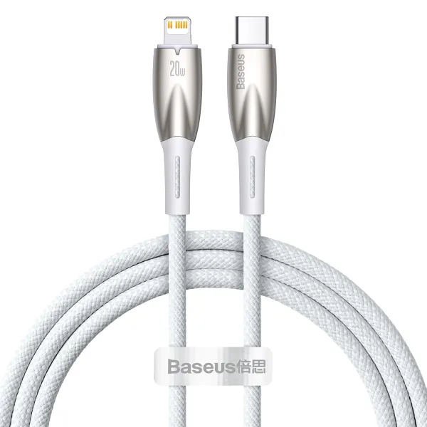 Kabel Baseus CADH000002 Lightning - USB-C PD 20W 480Mb/s 1m - biały zdjęcie 1