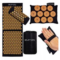 ZESTAW MAT DO AKUPRESURY AKUMATA DŁUGA I MINI Z KOLCAMI NA BÓL CZARNO ZŁOTY