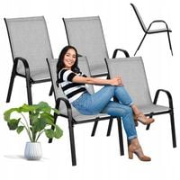 Krzesła Ogrodowe Na Taras Balkon Zestaw 4 szt. Komplet Metalowe Jasno Szare