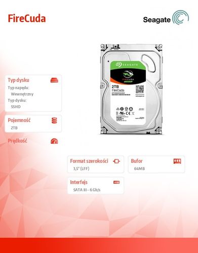 Seagate FireCuda 2TB 3,5'' 64MB ST2000DX002 na Arena.pl