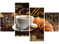 120CM 80CM ZEGAR 4 ELEM PORANNA KAWA OBRAZ ŚCIENNY