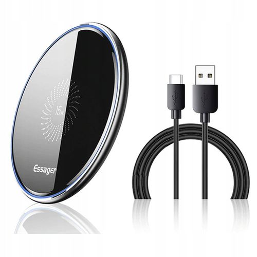 SZYBKA ŁADOWARKA INDUKCYJNA QI BEZPRZEWODOWA 15W ESSAGER 3A QC 3000mA LED na Arena.pl