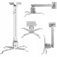 UCHWYT WIESZAK DO PROJEKTORA SUFITOWY ŚCIENNY 3w1 BIAŁY MOCOWANIE MONTAŻ