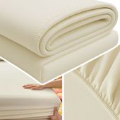 PRZEŚCIERADŁO Z GUMKĄ 160x200 NA MATERAC MIĘKKIE GŁADKIE Z BAWEŁNĄ  KREMOWY