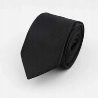 Elegancki KRAWAT męski wąski gładki CZARNY