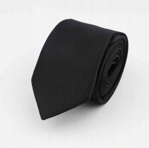 Elegancki KRAWAT męski wąski gładki CZARNY na Arena.pl