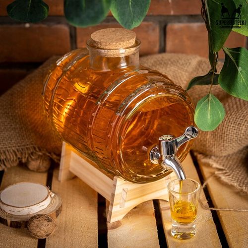 Beczka szklana z kranikiem 2L beczułka antałek karafka do whisky na wodę na Arena.pl