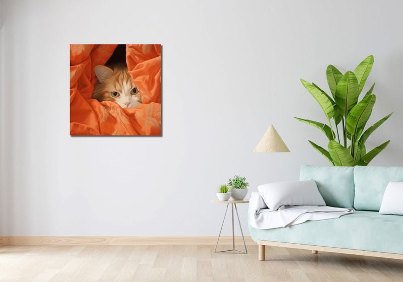 Obraz 70x70cm Ukryty Kot zdjęcie 2