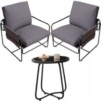 ZESTAW MEBLI OGRODOWYCH WYPOCZYNKOWY NATTY 3-SET OGRODOWY SZARY ZENJOY