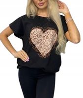 BLUZKA DAMSKA KOSZULKA KRÓTKI RĘKAW NADRUK ŁADNY WZÓR BAWEŁNA