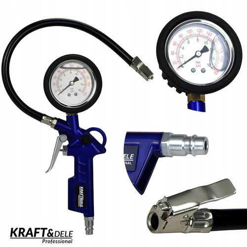 Pistolet do Pompowania Kół Opon Manometr 16 bar 1/4'' KRAFT&DELE na Arena.pl