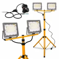 Halogen LED Statyw Budowlany Naświetlacz 2x50W / 100W 10000lm Przewód
