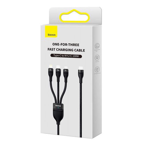 Kabel USB 3w1 Baseus Flash 100W 1.5m czarny na Arena.pl
