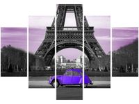OBRAZ FIOLETOWY CITROEN 2CV WIEŻĄ EIFFLA