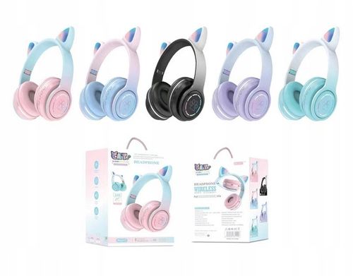 SŁUCHAWKI BEZPRZEWODOWE DLA DZIECI KOCIE USZY SLUCHAWKI DLA DZIEWCZYNKI na Arena.pl