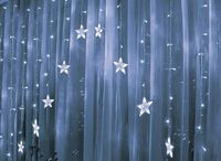 KURTYNA ŚWIETLNA LAMPKI GWIAZDKI 136 LED BIAŁY ZIMNY GIRLANDA OKIENNA 3m