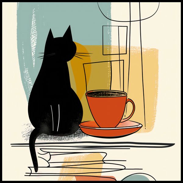 Plakat 80x80cm Kot i Kawa zdjęcie 2