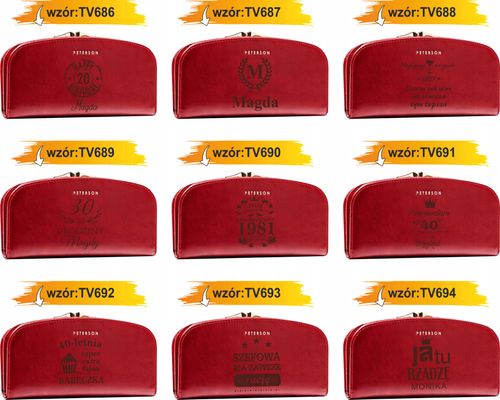 Portfel damski skórzany czerwony GRAWER prezent DLA MAMY twój napis + IMIĘ na Arena.pl