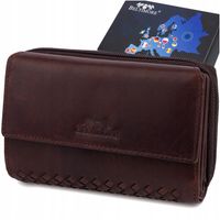 Portfel Damski Skórzany Poziomy Vintage Plecionka premium duży Beltimore