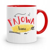 Dla Niani Opiekunki Kubek Czerwony Na Prezent Z Nadrukiem Ze Zdjęciem