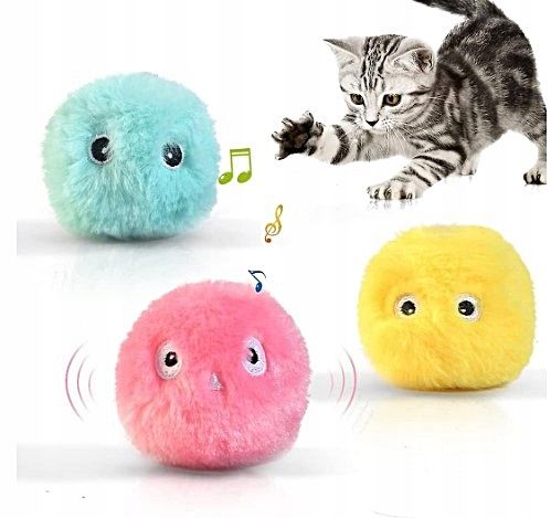 Piłka piłeczka interaktywna dla kota pluszowa różowa R17 zabawka Ćwierka na Arena.pl