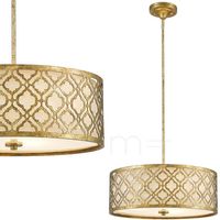 LAMPA wisząca GN-ARABELLA-P-L Elstead GILDED NOLA okrągła OPRAWA abażurowy zwis na łańcuchu we wzory złoty biały
